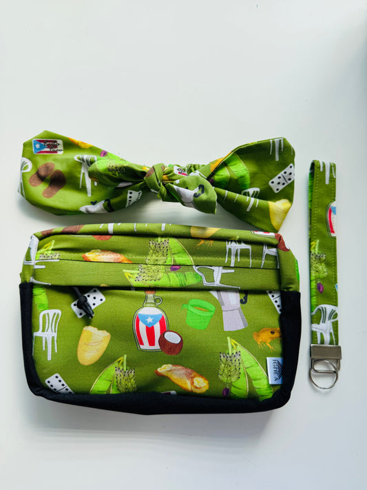 Boricua de Pura Cepa TRIO (fannypack + scrunchiedan + llavero)